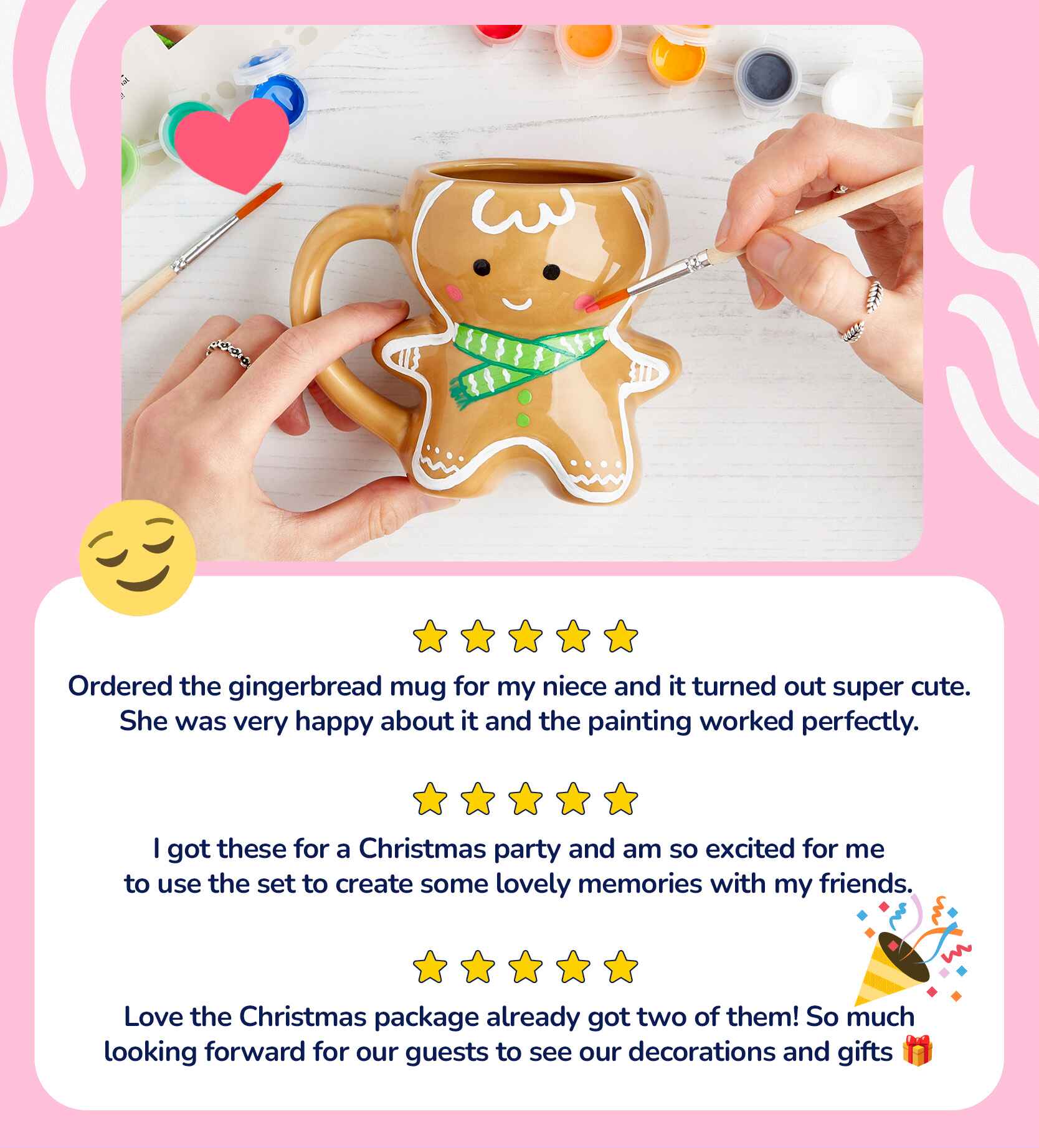 Christmas Gingerbread Paint-a-Mug x2 - Image 7